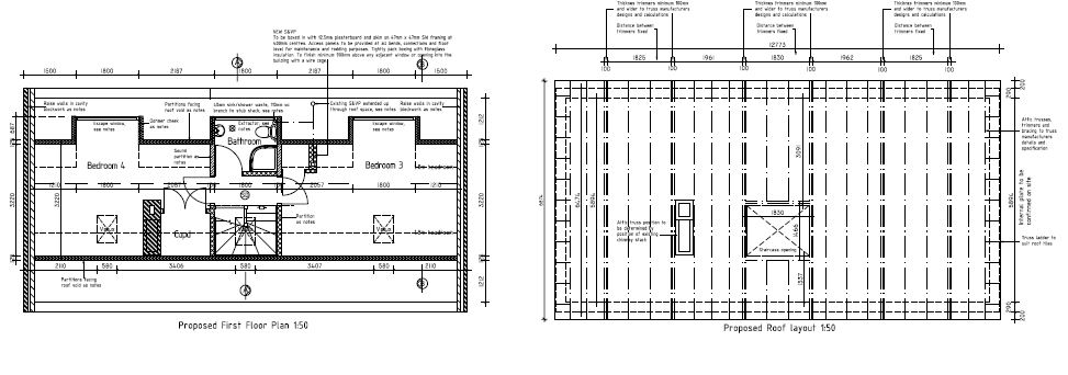 Architectural plans for a loft conversion.